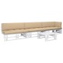 Muebles de palés 4 pzas y cojines madera pino impregnada blanco by , Garden sets - Ref: Foro24-3066712, Price: 466,55 €, Disc...
