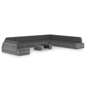 Juego muebles de jardín 11 pzas y cojines ratán sintético gris by , Garden sets - Ref: Foro24-3067183, Price: 1,00 €, Discoun...