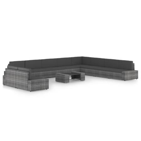 Juego muebles de jardín 11 pzas y cojines ratán sintético gris by , Garden sets - Ref: Foro24-3067183, Price: 1,00 €, Discoun...