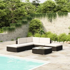 Set muebles de jardín 6 piezas y cojines ratán sintético negro de , Conjuntos de jardín - Ref: Foro24-41269, Precio: 433,57 €...