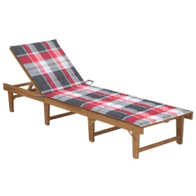 Tumbona plegable con cojín madera maciza de acacia by , Loungers - Ref: Foro24-3064177, Price: 247,06 €, Discount: %
