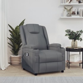 Sillón elevable de cuero sintético gris antracita