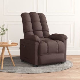 Sillón reclinable eléctrico tela marrón oscuro
