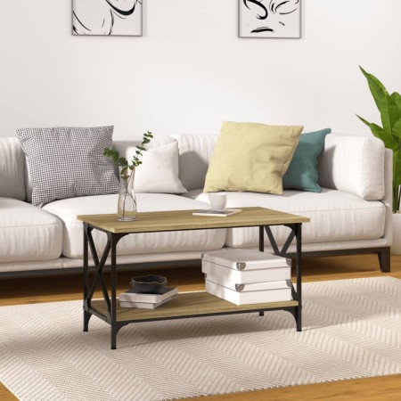 Mesa de centro madera y hierro roble Sonoma 80x45x45 cm by , Coffee table - Ref: Foro24-823323, Price: 41,45 €, Discount: %