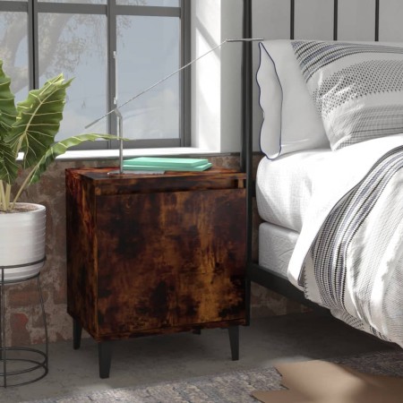 Mesitas de noche con patas de metal roble ahumado 40x30x50 cm | Foro24.es | Tu tienda online para hogar, jardín y más Foro24.es