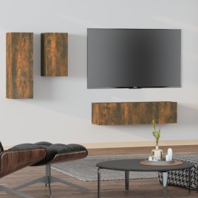 Set de muebles de TV 4 pzas madera contrachapada