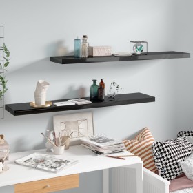 Estantes flotantes pared 2 uds MDF negro brillo 120x23,5x3,8 cm von , Regale und Regale - Ref: Foro24-323779, Preis: 58,02 €,...
