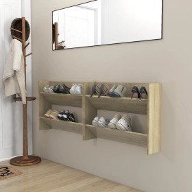 Zapateros de pared 2 uds contrachapada roble Sonoma 80x18x60 cm by , Shoe racks and shoe organizers - Ref: Foro24-806748, Pri...