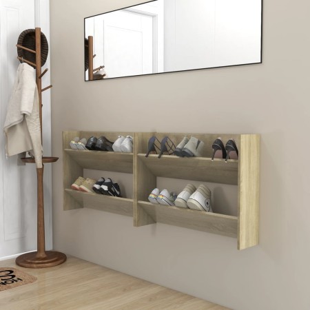 Zapateros de pared 2 uds contrachapada roble Sonoma 80x18x60 cm by , Shoe racks and shoe organizers - Ref: Foro24-806748, Pri...