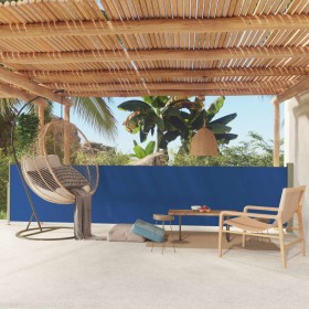 Toldo lateral retráctil para patio azul 117x500 cm
