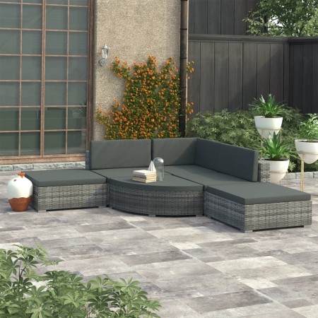 Set de muebles de jardín 6 pzas y cojines ratán sintético gris | Foro24.es | Tu tienda online para hogar, jardín y más Foro24.es