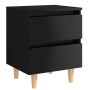 Mesita de noche patas de madera maciza negro brillo 40x35x50 cm | Foro24.es | Tu tienda online para hogar, jardín y más Foro24.es