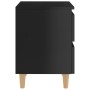 Mesita de noche patas de madera maciza negro brillo 40x35x50 cm | Foro24.es | Tu tienda online para hogar, jardín y más Foro24.es