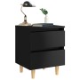 Mesita de noche patas de madera maciza negro brillo 40x35x50 cm | Foro24.es | Tu tienda online para hogar, jardín y más Foro24.es