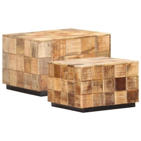 Mesas de centro con diseño de bloque 2 uds madera