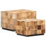 Mesas de centro con diseño de bloque 2 uds madera mango rugosa | Foro24.es | Tu tienda online para hogar, jardín y más Foro24.es
