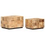 Mesas de centro con diseño de bloque 2 uds madera mango rugosa | Foro24.es | Tu tienda online para hogar, jardín y más Foro24.es