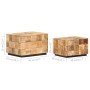 Mesas de centro con diseño de bloque 2 uds madera mango rugosa | Foro24.es | Tu tienda online para hogar, jardín y más Foro24.es