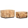 Mesas de centro con diseño de bloque 2 uds madera mango rugosa | Foro24.es | Tu tienda online para hogar, jardín y más Foro24.es