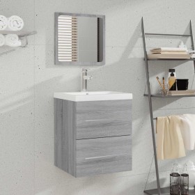 Armario de baño con espejo gris sonoma 41x38,5x48