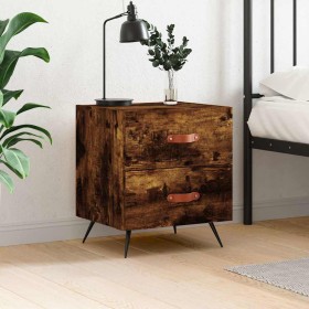 Mesita de noche madera ingeniería roble ahumado