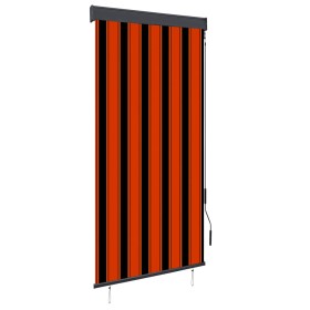 Estor enrollable de exterior naranja y marrón