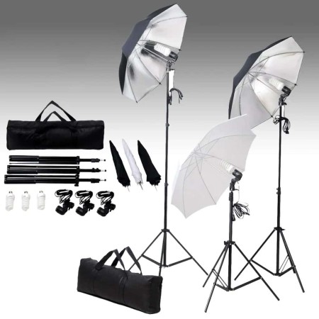 Kit de iluminación de estudio trípodes y sombrillas 24 vatios | Foro24.es | Tu tienda online para hogar, jardín y más Foro24.es