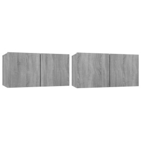 Muebles para TV colgantes 2 uds madera gris