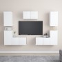 Set de muebles de salón TV 7 piezas madera de ingeniería blanco by , TV Furniture - Ref: Foro24-3078671, Price: 217,38 €, Dis...