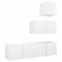 Set de muebles de salón TV 4 piezas madera de ingeniería blanco by , TV Furniture - Ref: Foro24-3078734, Price: 113,35 €, Dis...