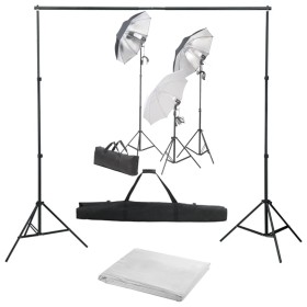 Kit de estudio fotográfico con set de luces y fondo