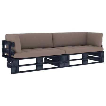 Sofá de palets 2 plazas cojines madera pino impregnada negro von , Gartensets - Ref: Foro24-3066657, Preis: 285,57 €, Rabatt: %