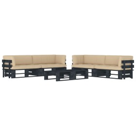 Muebles de palés 6 pzas y cojines madera pino impregnada negro von , Gartensets - Ref: Foro24-3067012, Preis: 752,27 €, Rabat...