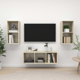 Juego de muebles de salón 3 pzas madera ingeniería roble Sonoma de , Muebles TV - Ref: Foro24-3079739, Precio: 123,20 €, Desc...