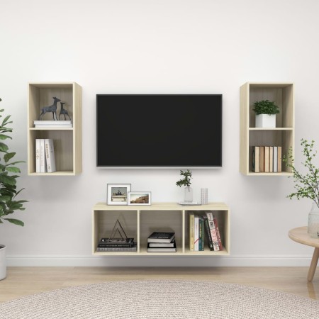 Juego de muebles de salón 3 pzas madera ingeniería roble Sonoma von , TV-Möbel - Ref: Foro24-3079739, Preis: 123,20 €, Rabatt: %