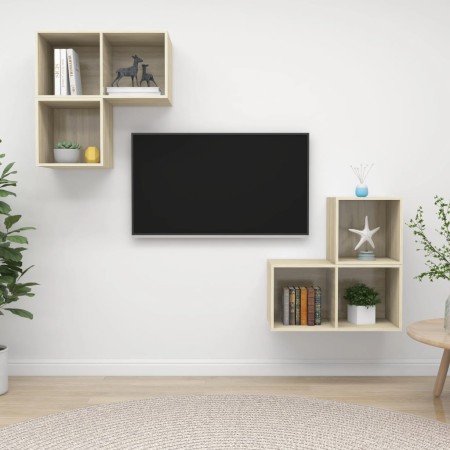 Juego de muebles de salón 4 pzas madera ingeniería roble Sonoma | Foro24.es | Tu tienda online para hogar, jardín y más Foro24.es
