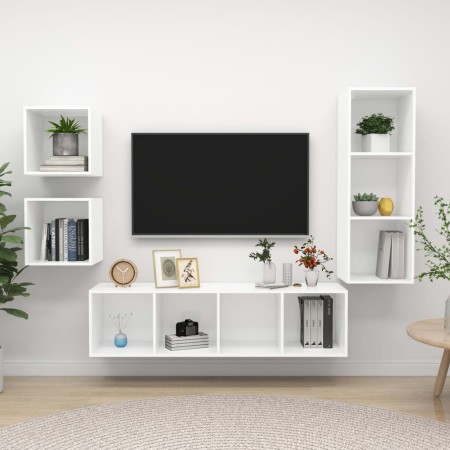 Juego de muebles de salón 4 piezas madera ingeniería blanco | Foro24.es | Tu tienda online para hogar, jardín y más Foro24.es