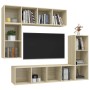 Set de muebles para TV 4 pzas madera contrachapada roble Sonoma | Foro24.es | Tu tienda online para hogar, jardín y más Foro24.es