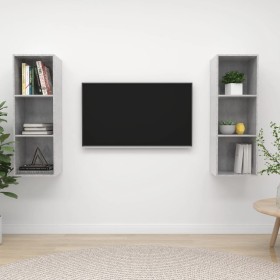 Muebles de salón de pared 2 pzs madera ingeniería gris hormigón von , TV-Möbel - Ref: Foro24-3079857, Preis: 90,41 €, Rabatt: %