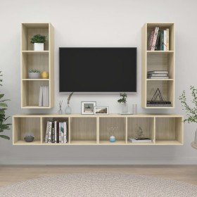 Muebles de salón de pared 4 pzas madera