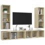 Muebles de salón de pared 4 pzas madera ingeniería roble Sonoma | Foro24.es | Tu tienda online para hogar, jardín y más Foro24.es