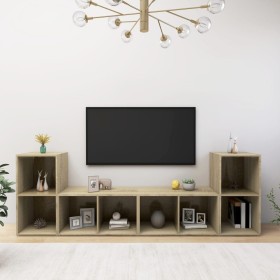 Muebles de salón 4 pzas madera ingeniería roble