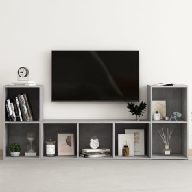 Muebles de salón 3 piezas madera de ingeniería gris hormigón de , Muebles TV - Ref: Foro24-3080019, Precio: 127,78 €