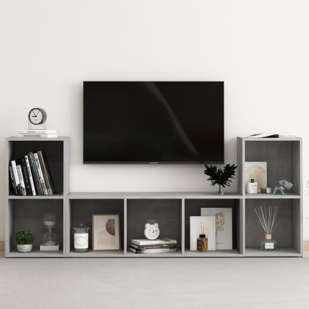 Muebles de salón 3 piezas madera de ingeniería gris hormigón | Foro24.es | Tu tienda online para hogar, jardín y más Foro24.es
