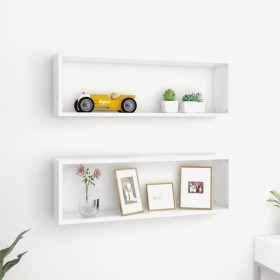 Estantes cubo de pared 2 uds contrachapado blanco 80x15x26,5 cm de , Estantes y estanterías - Ref: Foro24-807106, Precio: 42,...