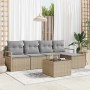 Conjunto de sofá de jardín 6 pcs Beige Poliratán
