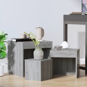 Mesas apilables 3 pzas madera contrachapada color gris Sonoma by , Side tables - Ref: Foro24-815226, Price: 58,37 €, Discount: %