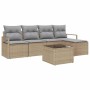 Conjunto de sofá de jardín 6 pcs Beige Poliratán