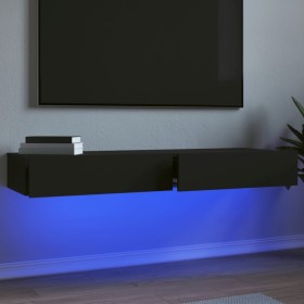 Muebles de TV con luces LED 2 uds negro