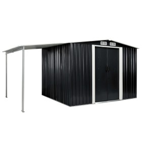 Cobertizo jardín puertas correderas acero gris 386x205x178 cm by , Sheds - Ref: Foro24-144028, Price: 816,30 €, Discount: %